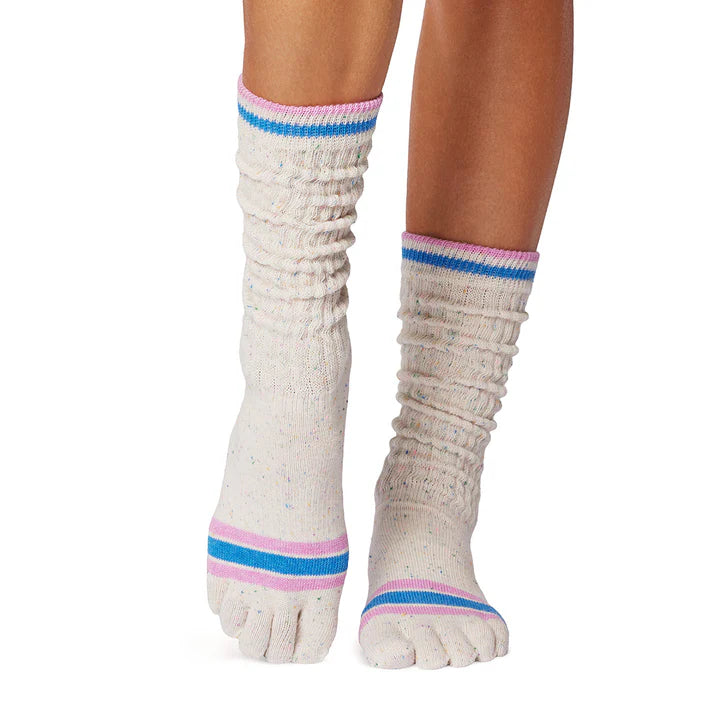 TOESOX Grip Full Toe Slouch - Paradise Navy Stripe