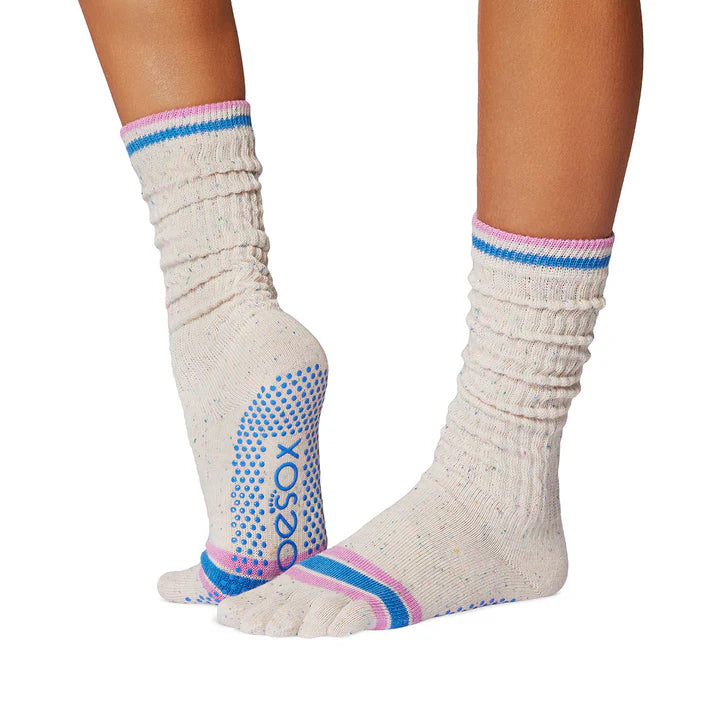 TOESOX Grip Full Toe Slouch - Paradise Navy Stripe