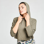 BAHE Zephyr Short Boxy Hooded Tee - Khaki