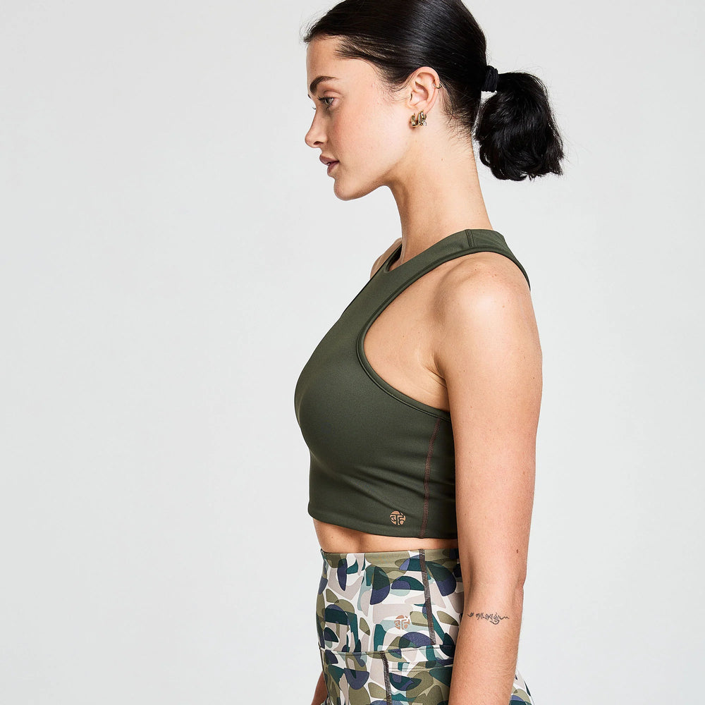 BAHE Attune Racer Back Short Top - Khaki/Chilli