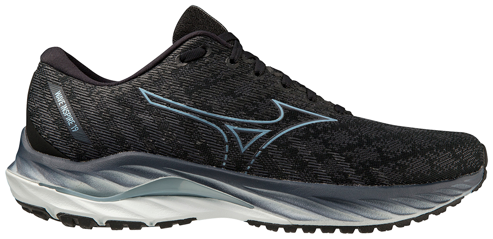 Mizuno Men's Wave Inspire 19 2E - Black/Glacial Ridge/Illusion Blue