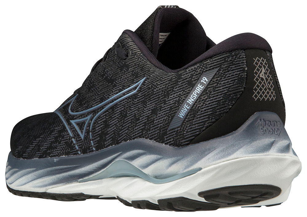 Mizuno Men's Wave Inspire 19 2E - Black/Glacial Ridge/Illusion Blue