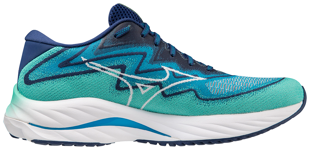 Mizuno Men's Men's Wave Rider 27 SSW - Atlantis/White/Blue Depths