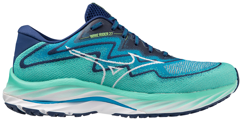 Mizuno Men's Men's Wave Rider 27 SSW - Atlantis/White/Blue Depths