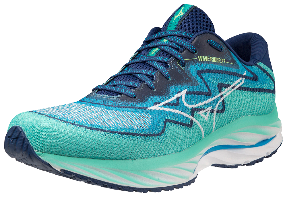 Mizuno Men's Men's Wave Rider 27 SSW - Atlantis/White/Blue Depths