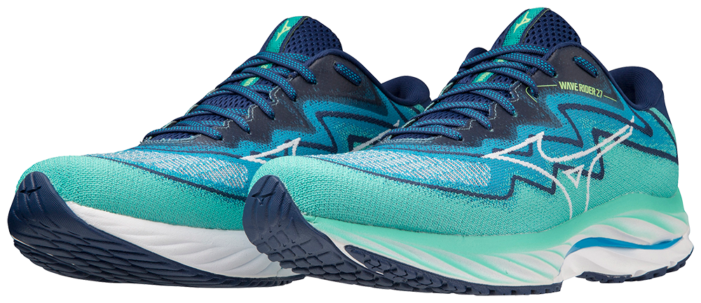 Mizuno Men's Men's Wave Rider 27 SSW - Atlantis/White/Blue Depths