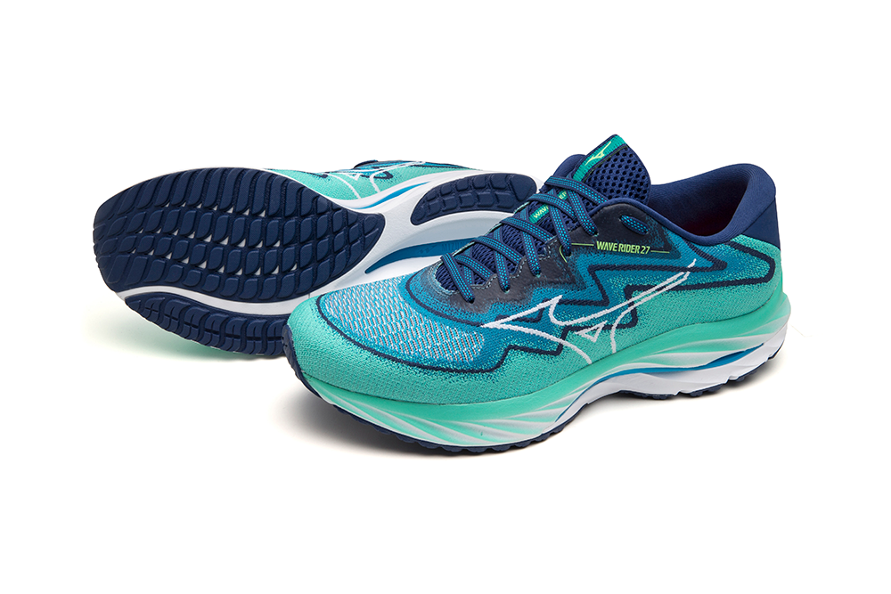 Mizuno Men's Men's Wave Rider 27 SSW - Atlantis/White/Blue Depths