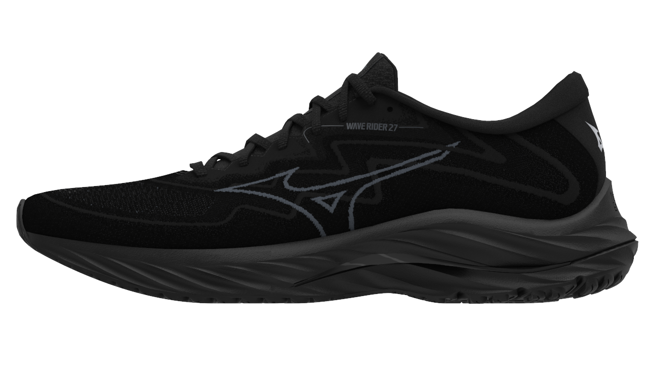 Mizuno Men's Wave Rider 27 2E - Black/Turbulence/Black