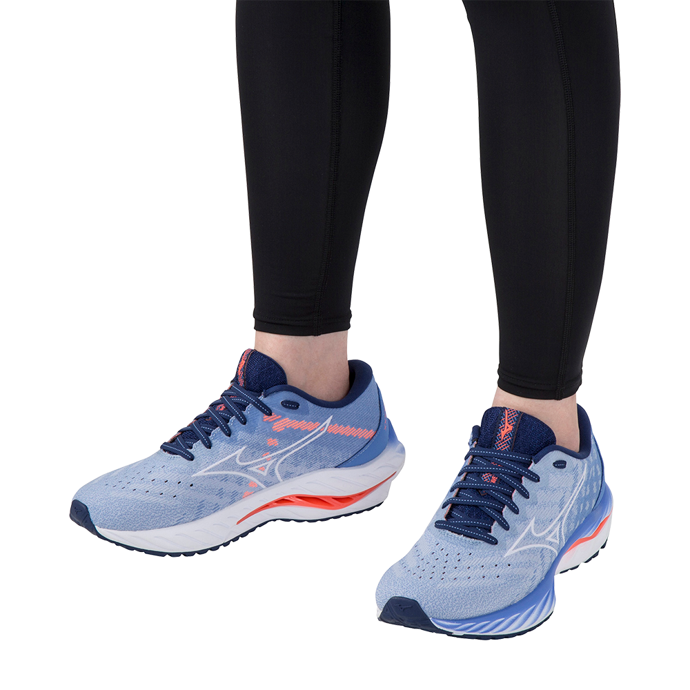 Mizuno Women's Wave Inspire 19 SSW - Blue Henon/White/Neon Flame