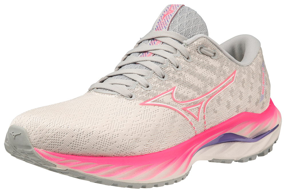 Mizuno Women's Wave Inspire 19 - Snow White/Sakura Glow/Purple Punch