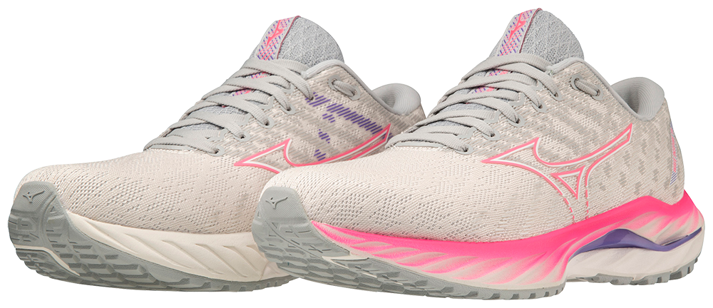 Mizuno Women's Wave Inspire 19 - Snow White/Sakura Glow/Purple Punch