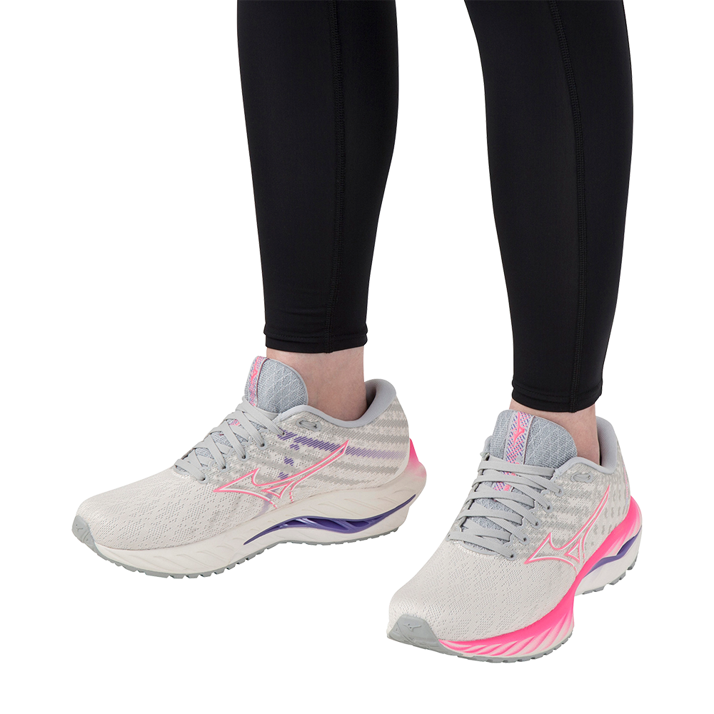 Mizuno Women's Wave Inspire 19 - Snow White/Sakura Glow/Purple Punch