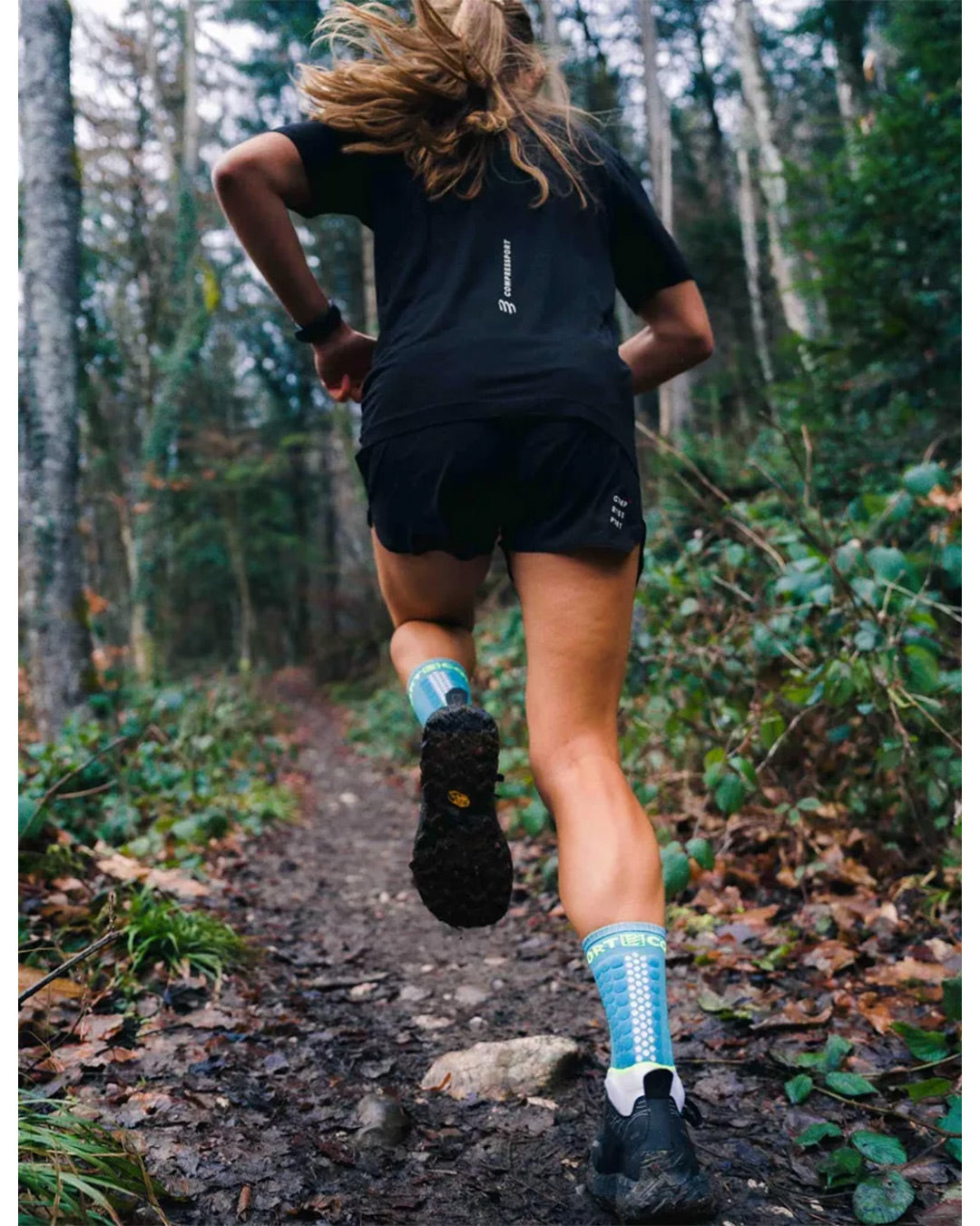 Compressport Unisex's Ultra Trail Socks v2.0 - Norse Blue/Neon Green