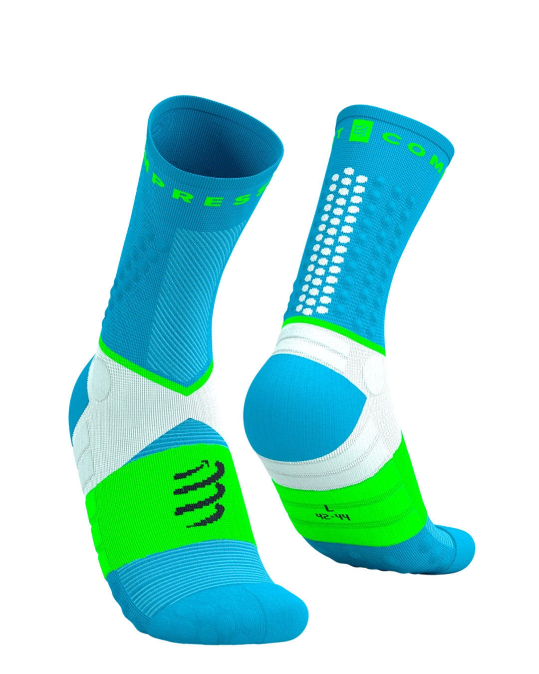 Compressport Unisex's Ultra Trail Socks v2.0 - Norse Blue/Neon Green