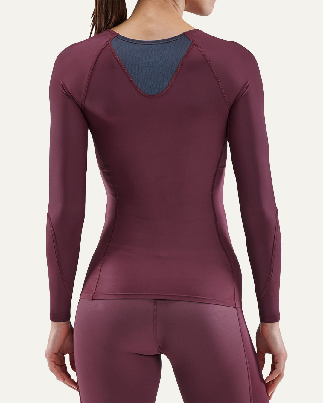 SKINS Series 3 Long Sleeve Top - Wine Purple/Dark Burgundy