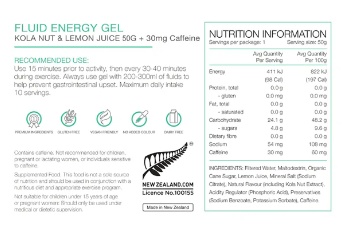 PURE Fluid Energy Gel - Cola w/30g Caffeine 50G