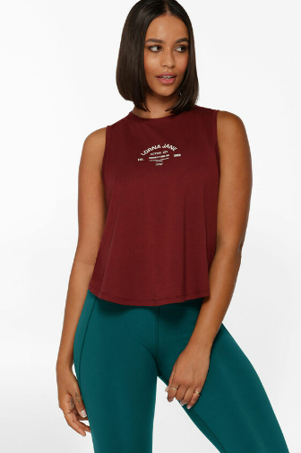 Lorna Jane Full Time Active Cropped Tank - Sepia