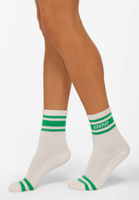 Lorna Jane Varsity Crew Sock - Porcelain/Emerald