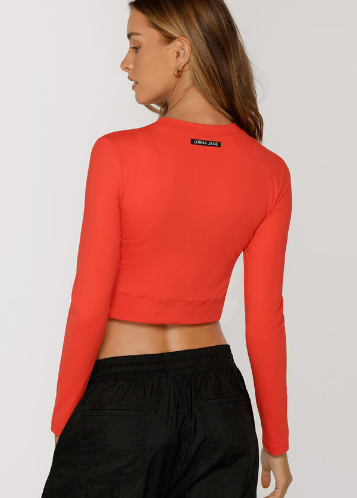 Lorna Jane Victorious Active Long Sleeve Top - Hot Tomato