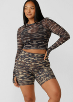 Lorna Jane Zen Rib Bike Short - Zen Stripe Print