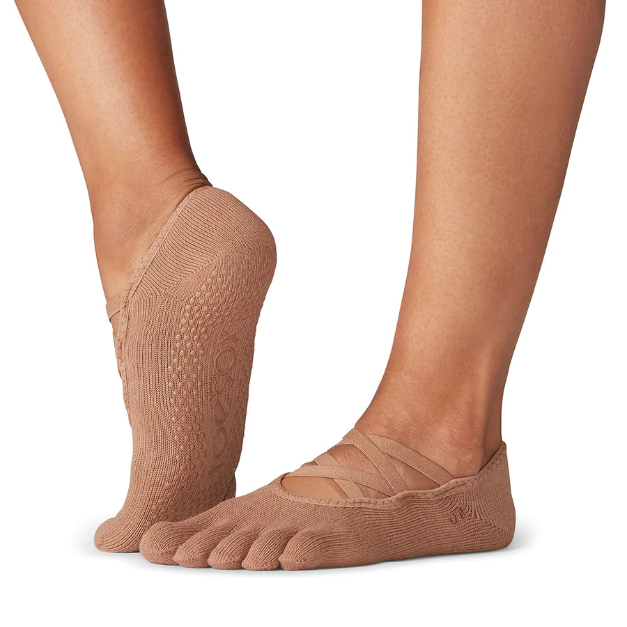 TOESOX Full Toe Elle Grip Socks - Natural