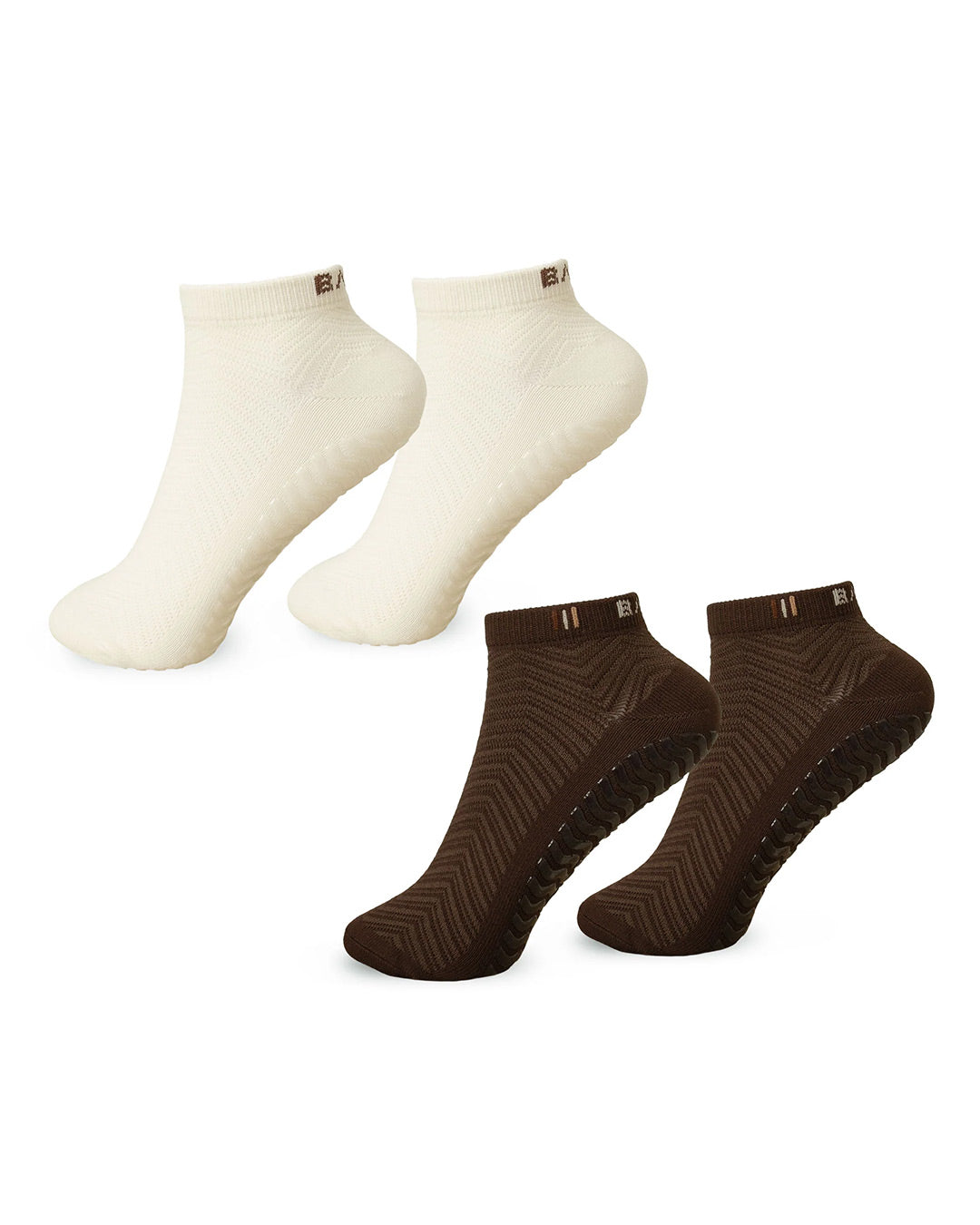 BAHE Studio Grippy Ankle Socks - Coconut/Cinnamon