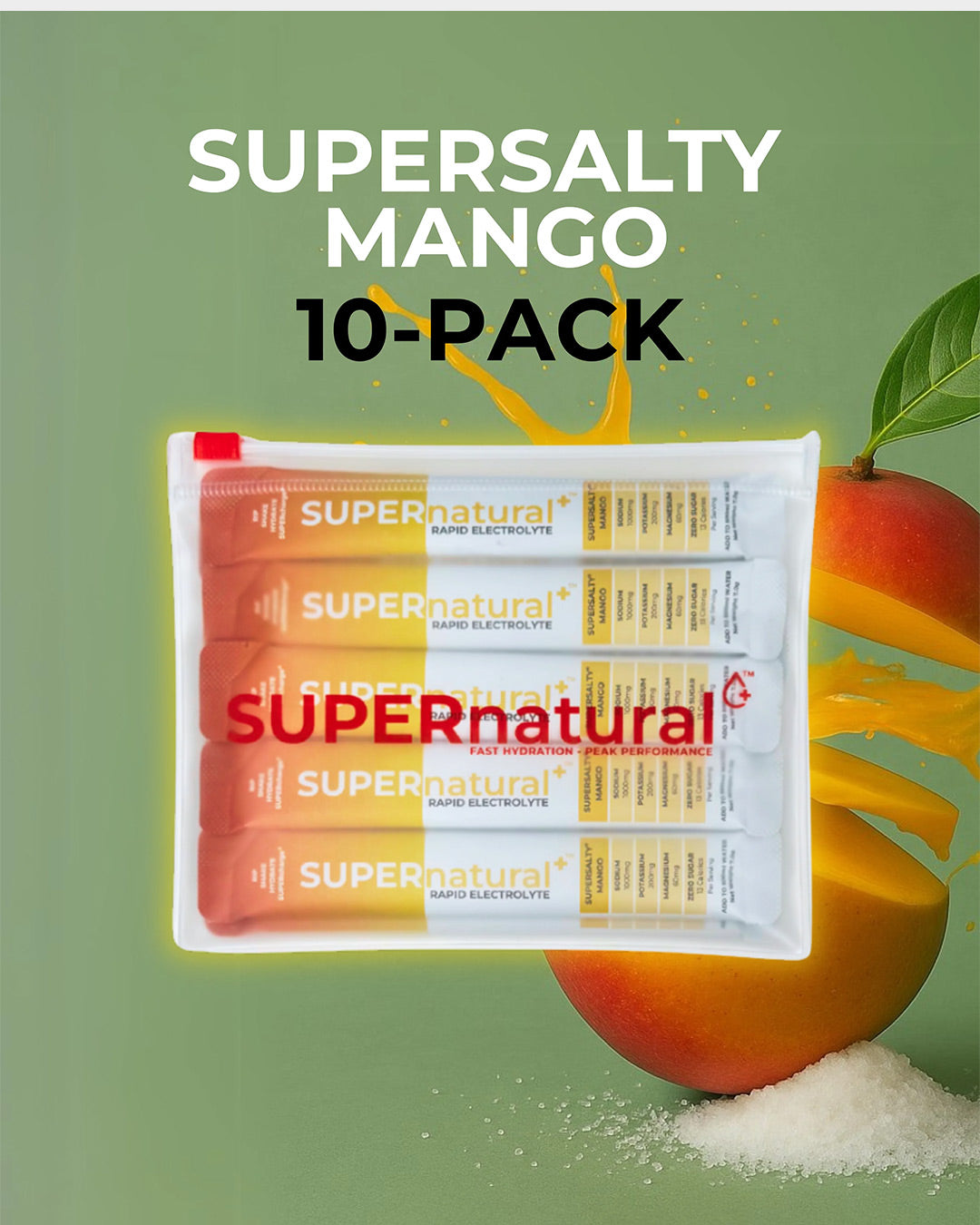 SUPERnatural+ SUPERsalty Electrolyte 71g - 10 Packs Mango