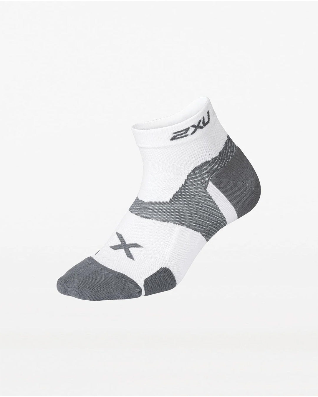 2XU Unisex's Vectr Cushion 1/4 Crew Compression Socks - White/Grey