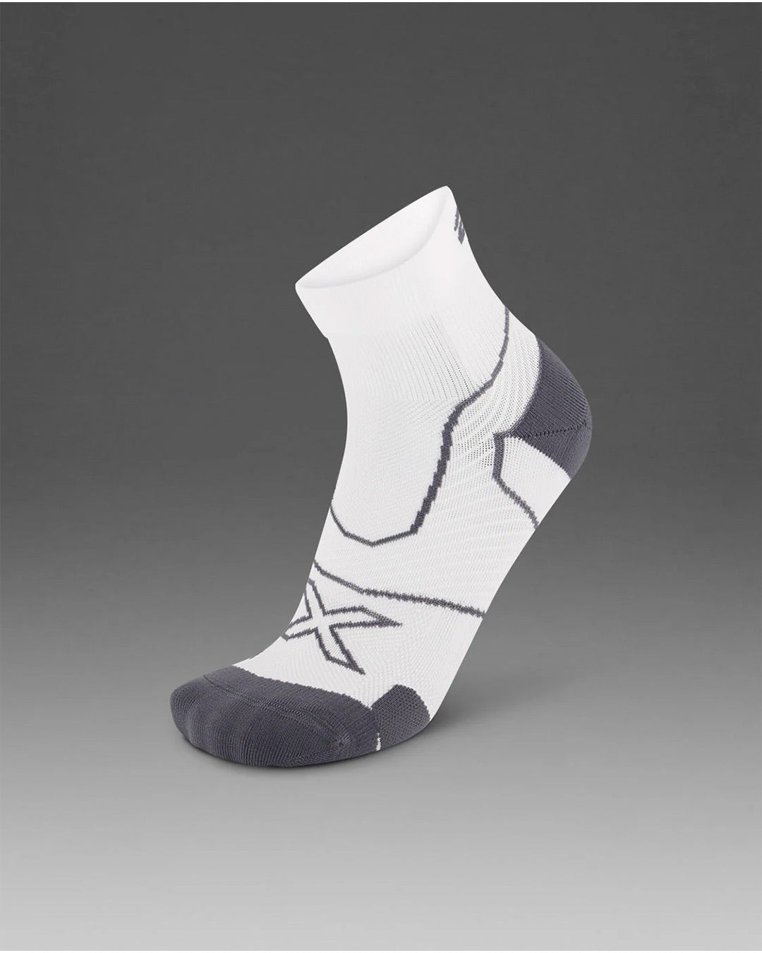 2XU Unisex's Vectr Cushion 1/4 Crew Compression Socks - White/Grey