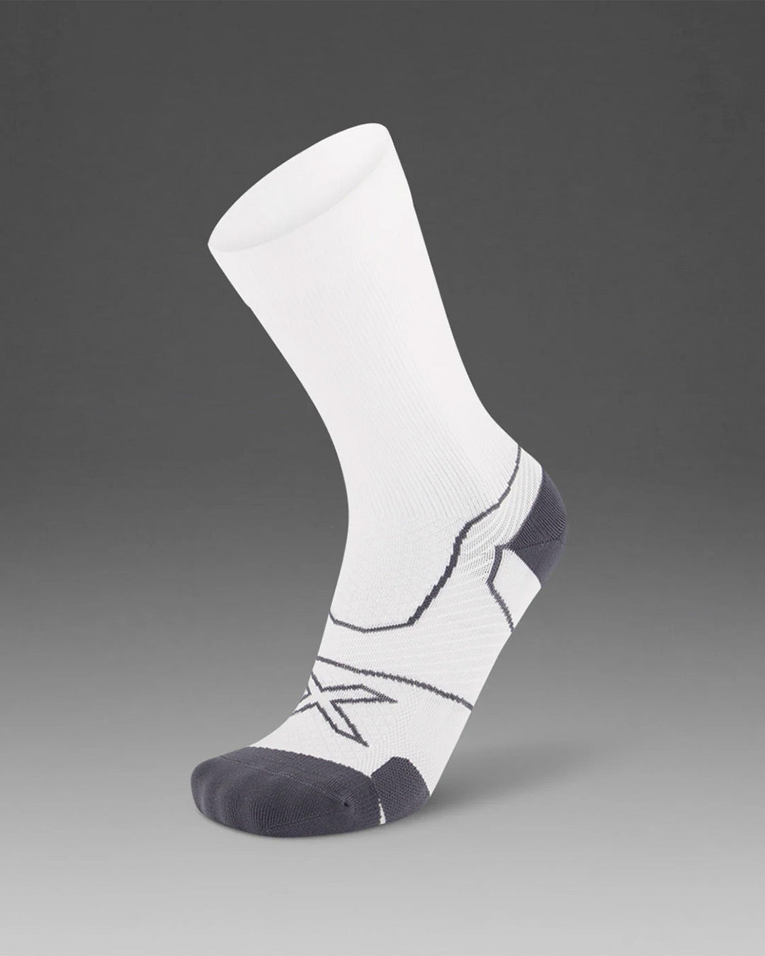 2XU Unisex's Vector Cushion Crew Socks - WHT/GRY