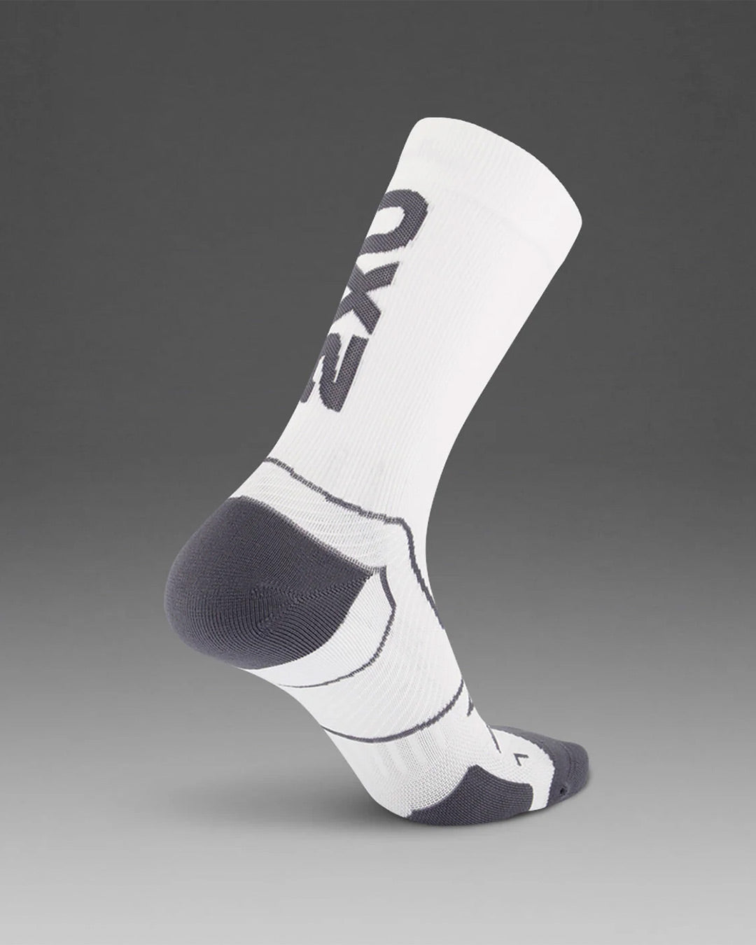 2XU Unisex's Vector Cushion Crew Socks - WHT/GRY