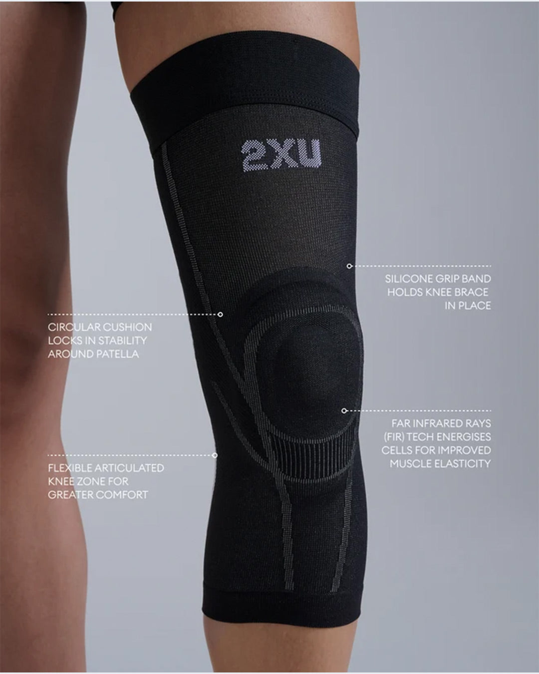 2XU Unisex's Pain Relief Knee Brace - Grey/Black
