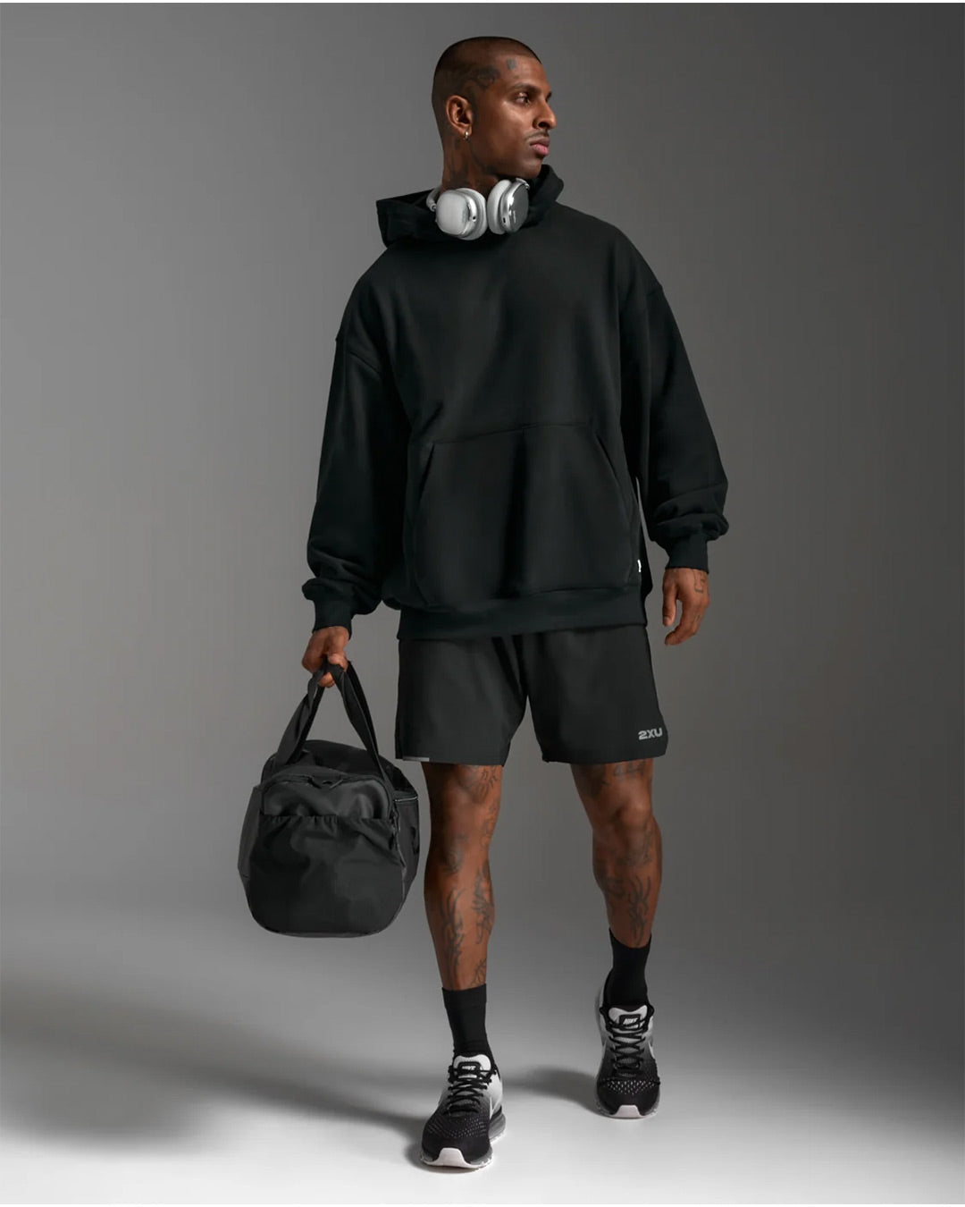 2XU Unisex's EZ Oversized Organic Cotton Hoodie - Black/Black