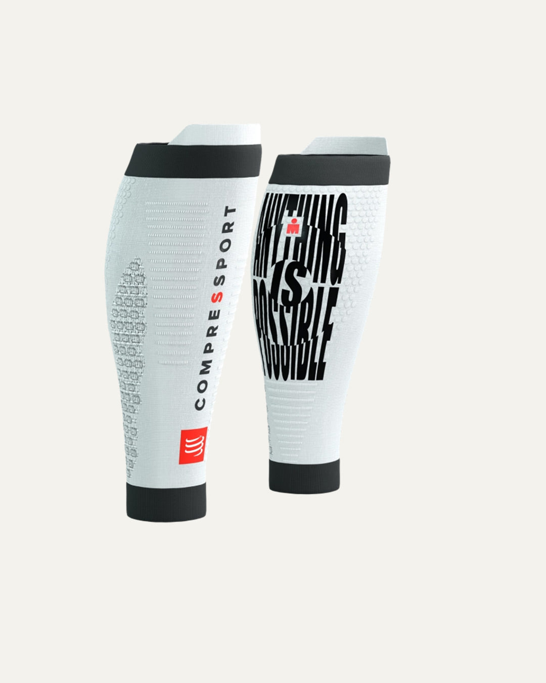 Compressport Unisex's R2 3.0 Calf Sleeves 360 Print Ironman 2025 L2 - White