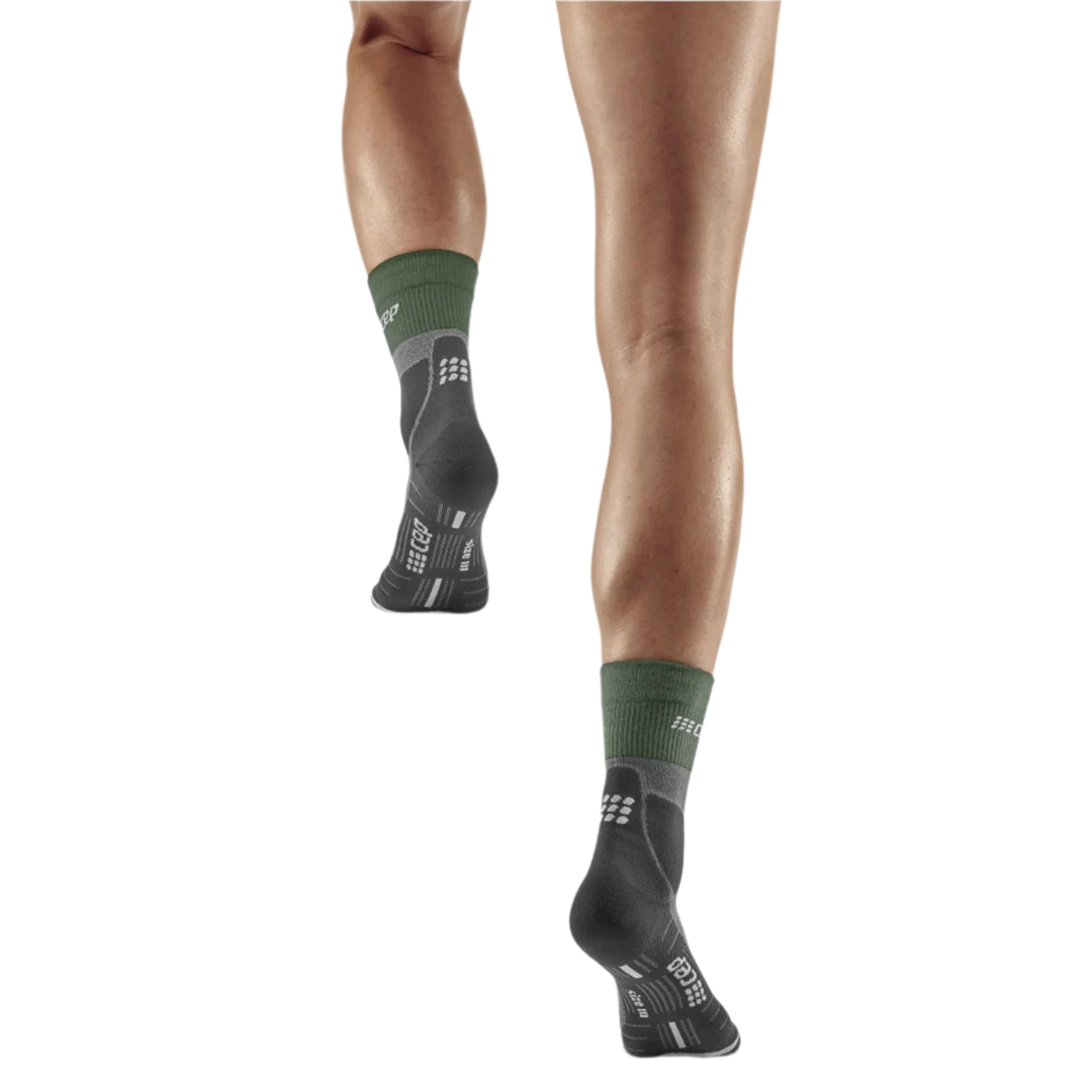 CEP Women's Hiking Merino Mid-Cut Socks - Green/Grey