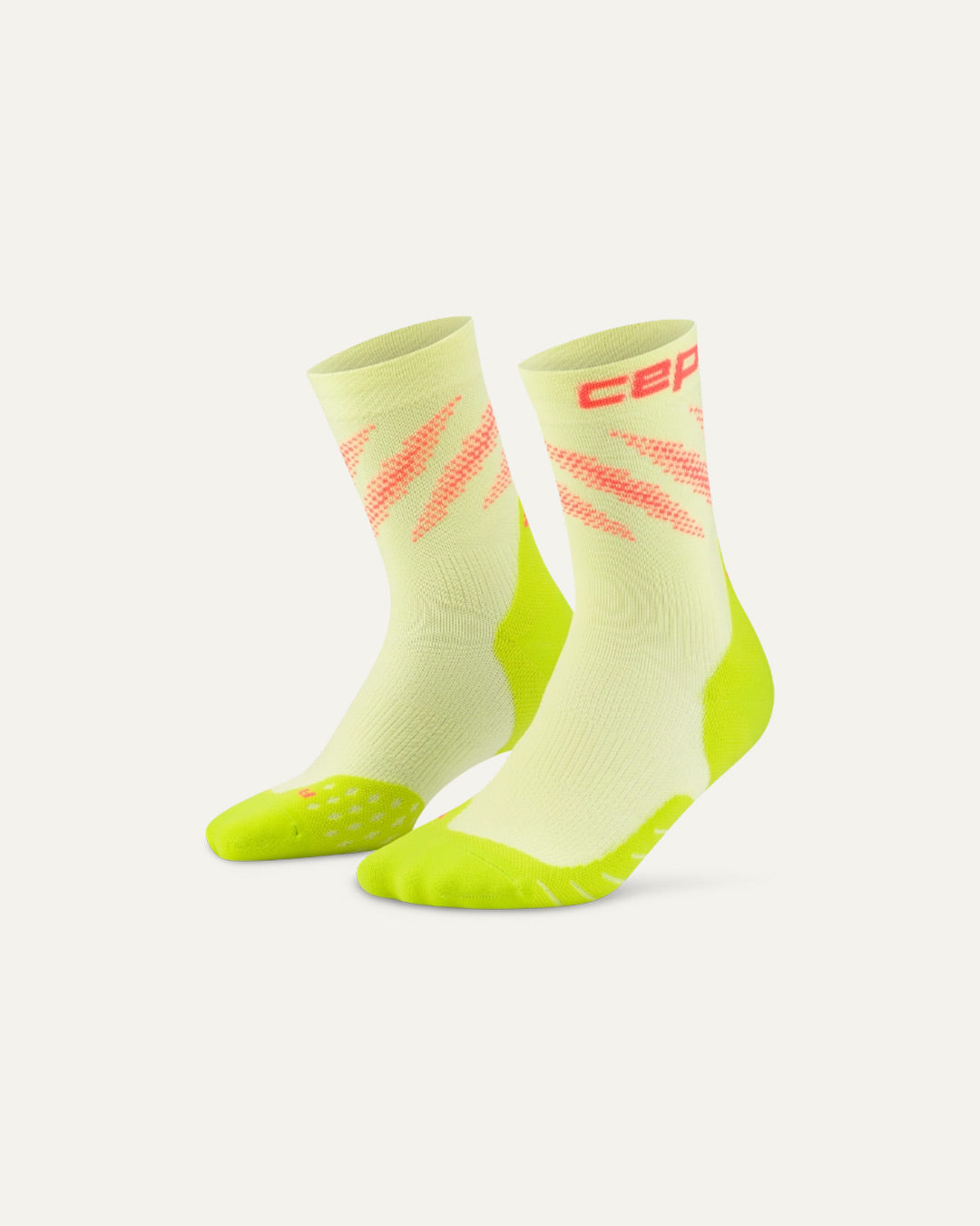 CEP Men's Run edt. Elliptic Socks Mid Cut - Lime/Neon Coral