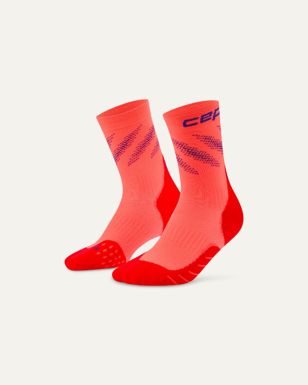 CEP Men's Run edt. Elliptic Socks Mid Cut - Neon Coral/Purple