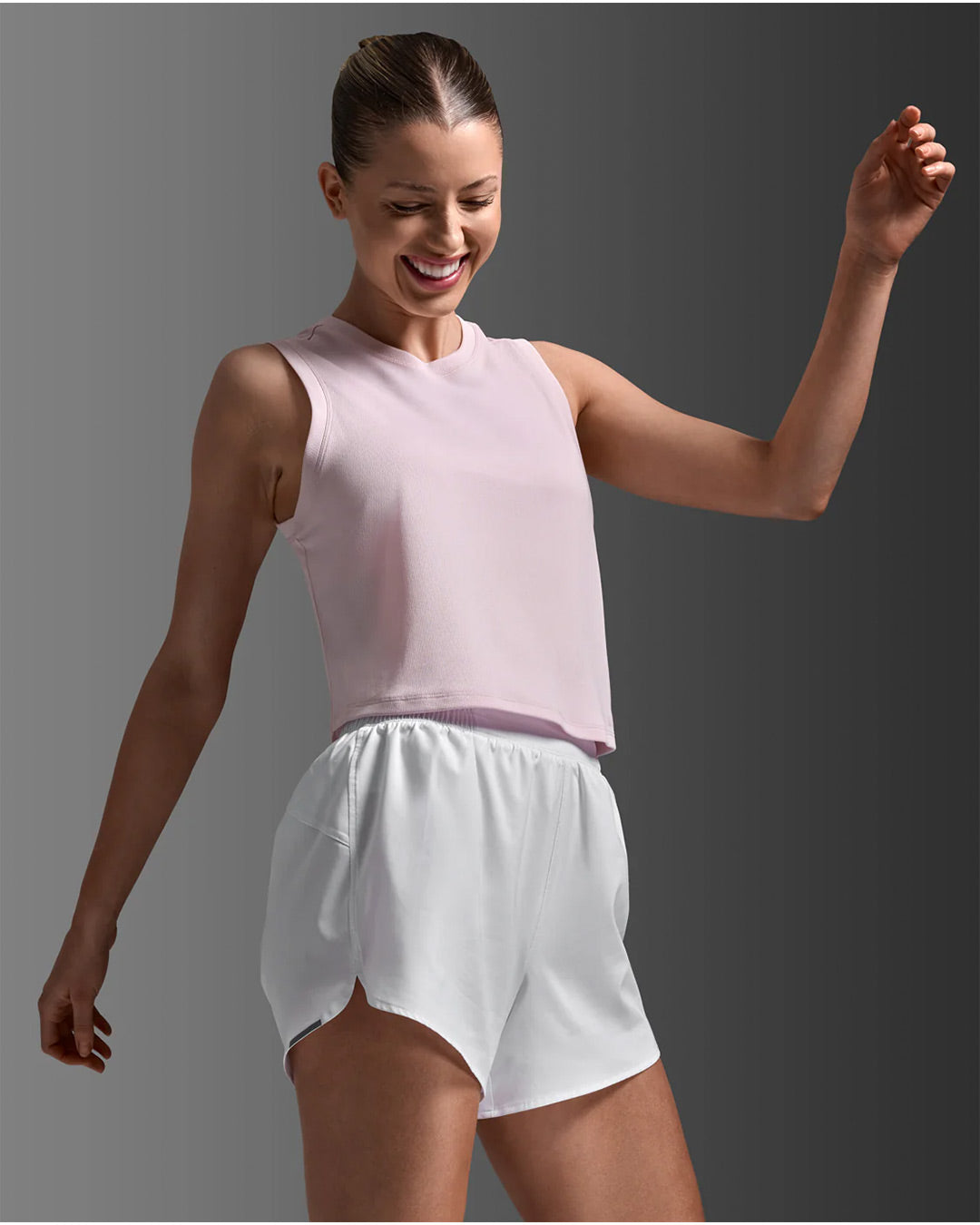 2XU Women's Aero Mesh Crop Tank - Pink Frost/Pink Reflective