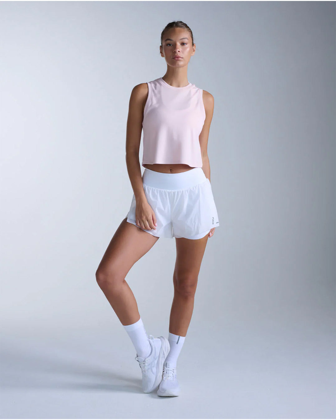 2XU Women's Aero Mesh Crop Tank - Pink Frost/Pink Reflective