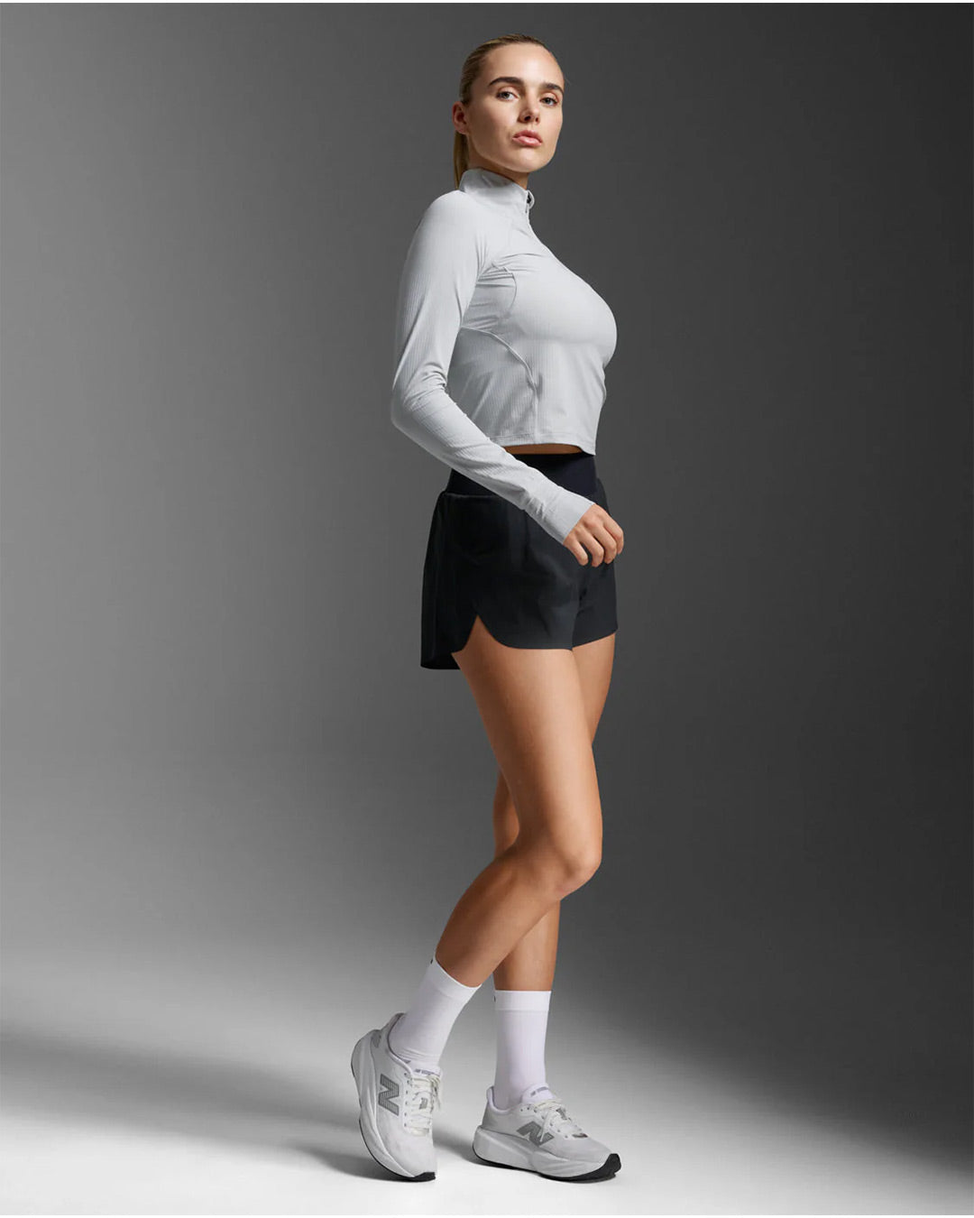 2XU Women's Aero Waffle 1/2 Zip - Harbor Mist/Silver Reflective
