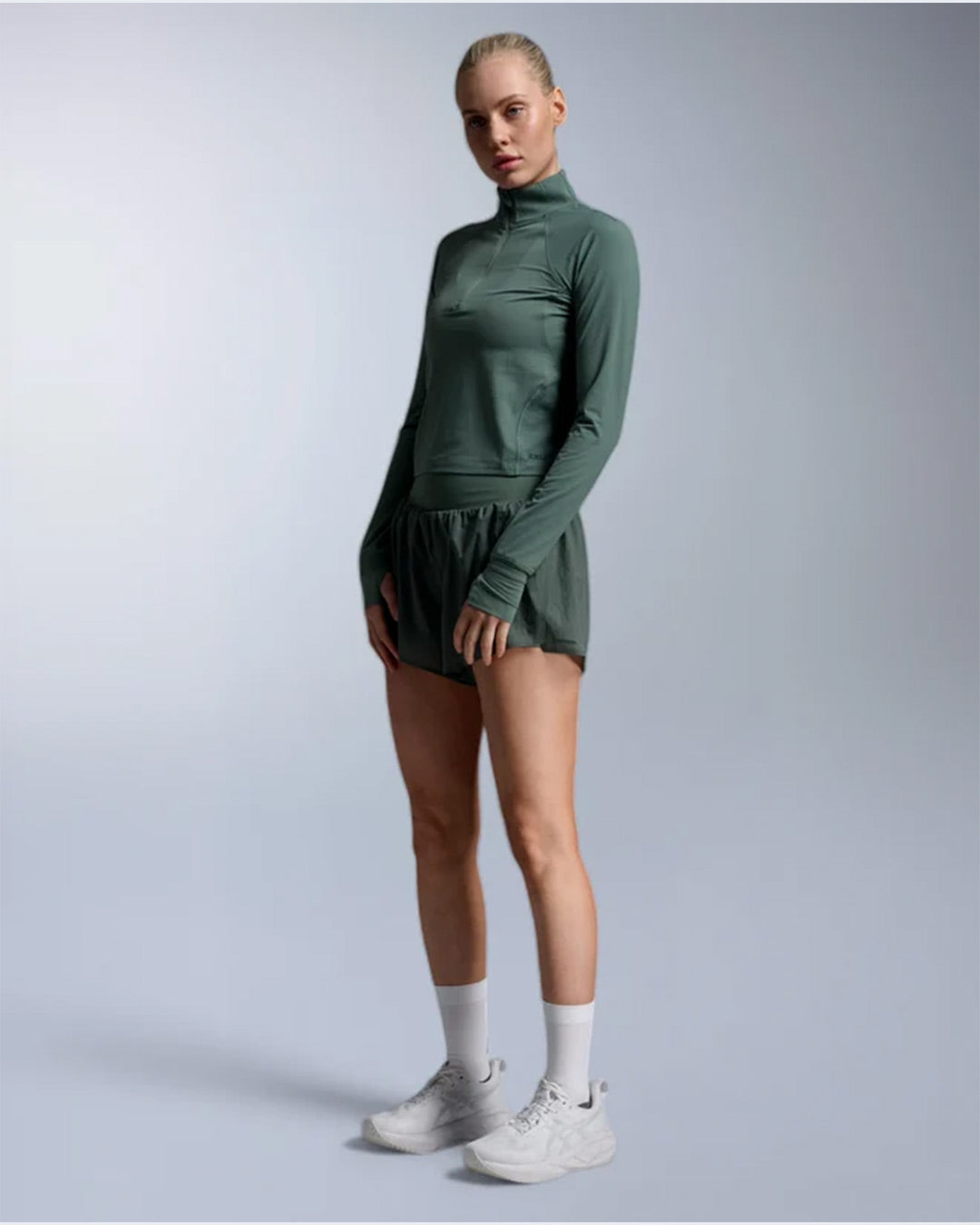 2XU Women's Aero Waffle 1/2 Zip - Olive Leaf/Olive Leaf Reflect