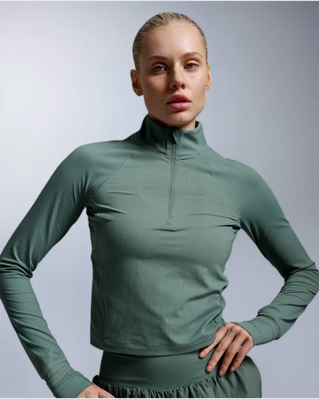 2XU Women's Aero Waffle 1/2 Zip - Olive Leaf/Olive Leaf Reflect