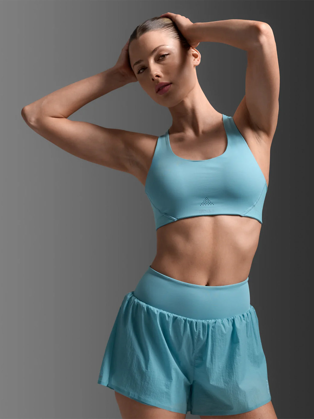 2XU Women's Aero Mesh Medium Impact Bra - Retro Blue/Retro Blue Reflect