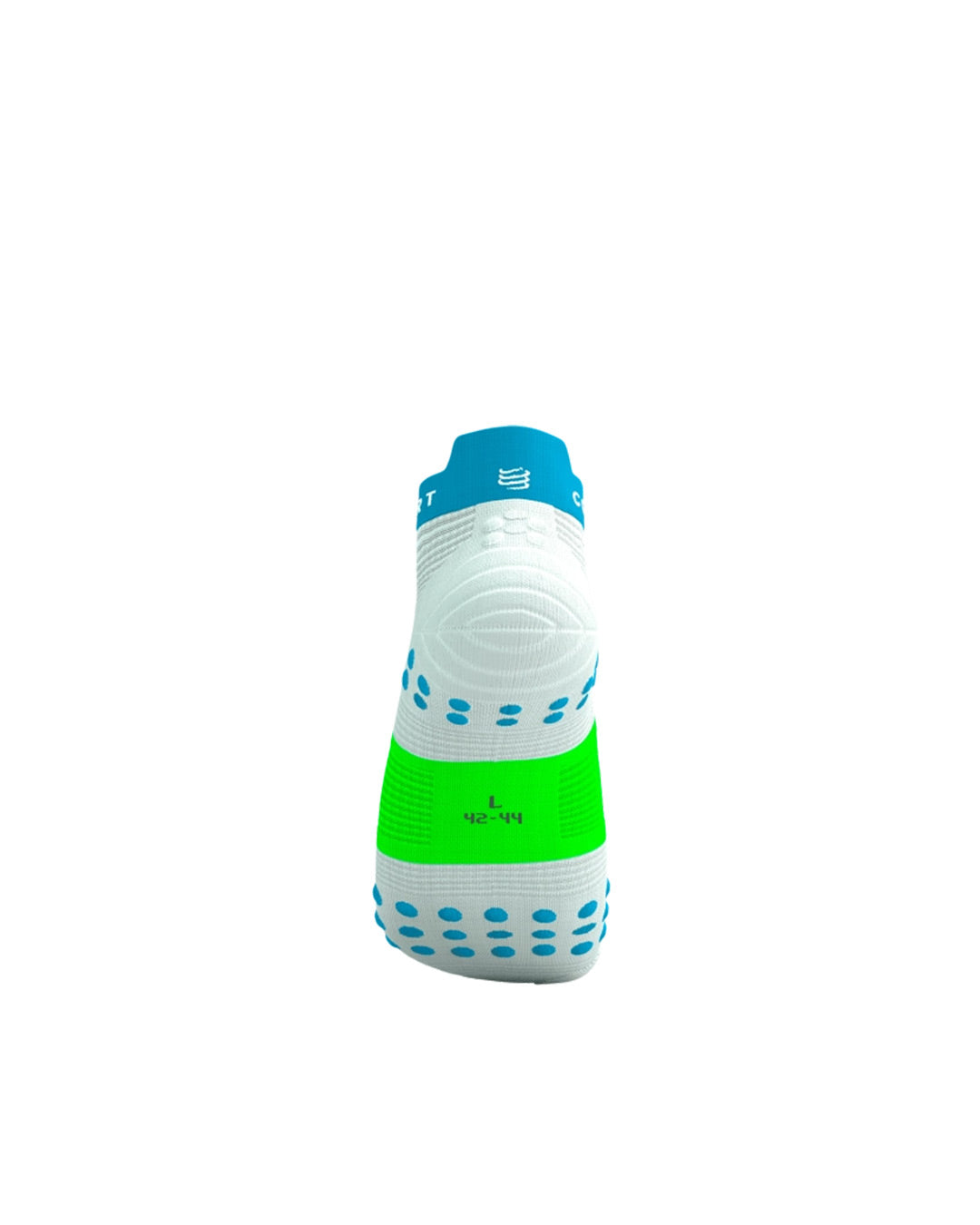 Compressport Unisex's Pro Racing Socks v4.0 Run High - White/Norse Blue/Neon Green