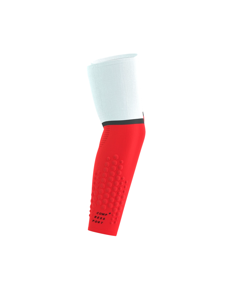 Compressport Unisex's ArmForce Ultralight - White/Fluo Red