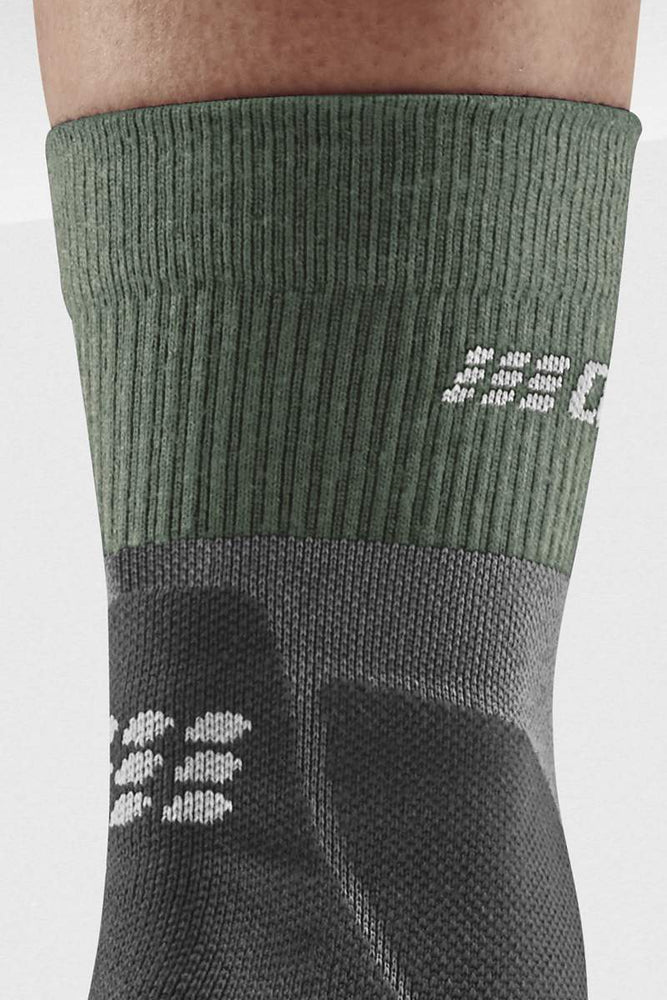 CEP Men's Hiking Merino Mid-Cut Socks - Green/Grey