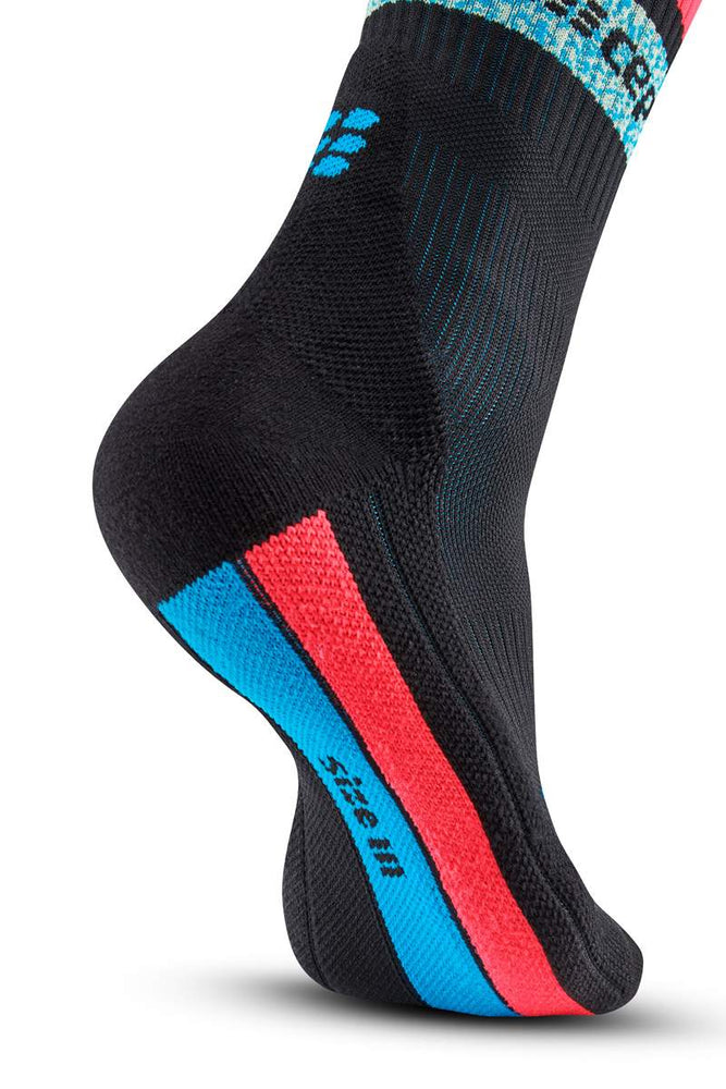 CEP Women's Miami Vibes 80's Socks Mid Cut - Black/Blue&Pink