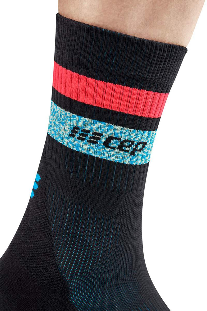 CEP Women's Miami Vibes 80's Socks Mid Cut - Black/Blue&Pink