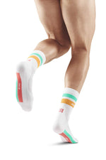 CEP Men's Miami Vibes 80's Socks Mid Cut - White/Orange&Mint