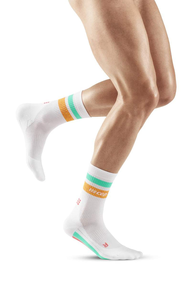 CEP Men's Miami Vibes 80's Socks Mid Cut - White/Orange&Mint